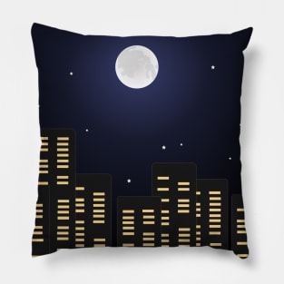 Full moon over the city Pillow