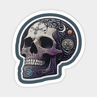 Beautiful moon skull with planets Magnet