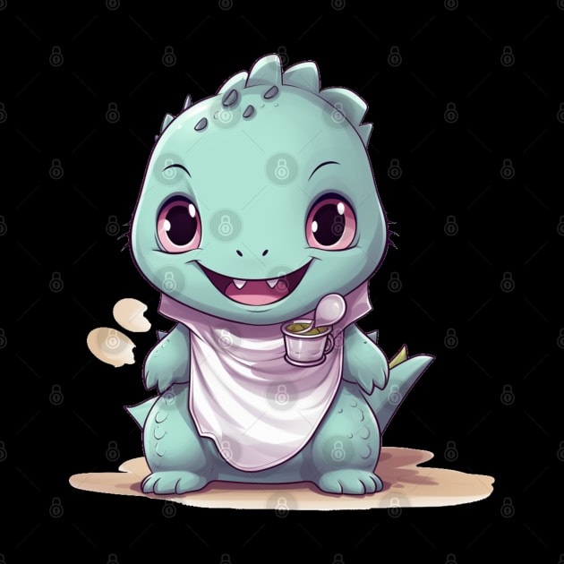Baby Cute turquoise Godzilla by MilkyBerry