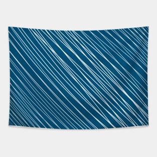 Striped-pattern, blue, white, simple, minimal, minimalist, lined-pattern, stripe, modern, trendy, basic, digital, pattern, abstract, lines, line, line-art, jewel-color, Tapestry