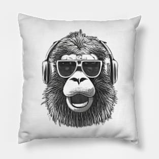 Rock On Bigfoot Sasquatch Loves Rock And Roll Sunglasses On T-Shirt Pillow