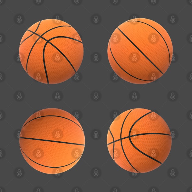 Basketball Lovers Basketballs Pattern for Fans and Players (Black Background) by Art By LM Designs 