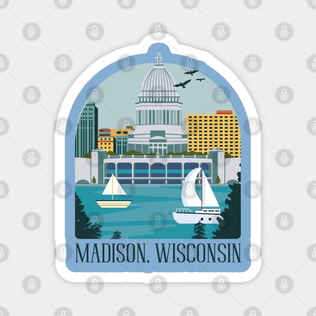 Skyline Madison Wisconsin Magnet by Safdesignx