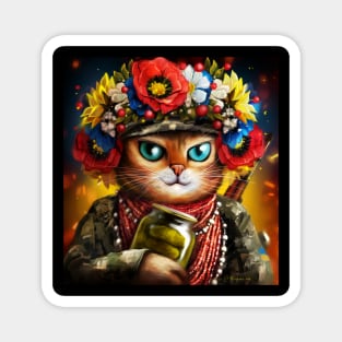 Ukrainian cat soldier Magnet