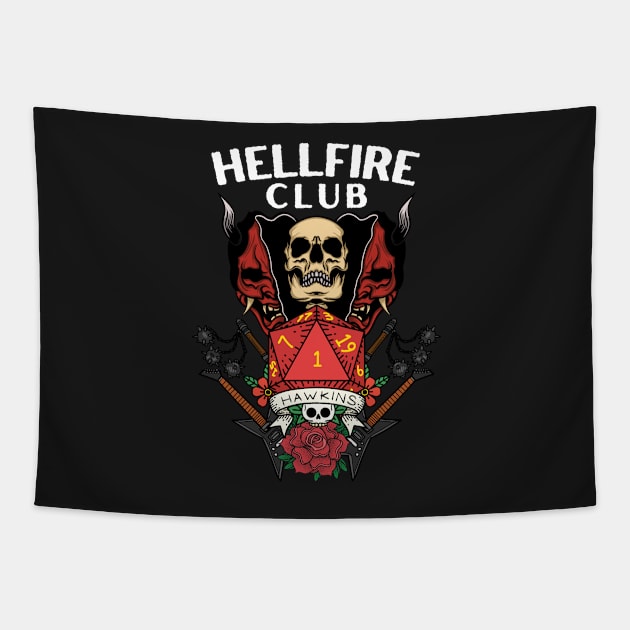 Hellfire Club - Black - D20 - Guitars - Flails - Skull Tapestry by Fenay-Designs