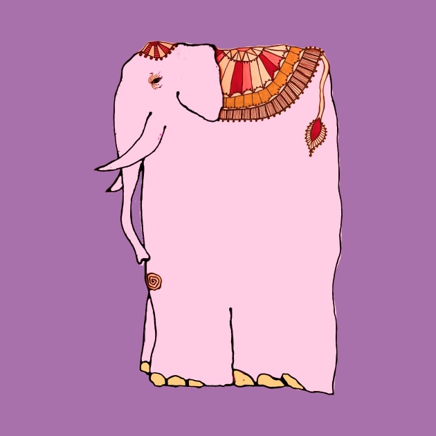 Fanciful pink elephant wearing colorful blanket - for those who say I Love Elephants. by Fantasyart123