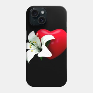 3D Look Artificial Intelligence Art Saint Josephs Heart with a White Lily Phone Case