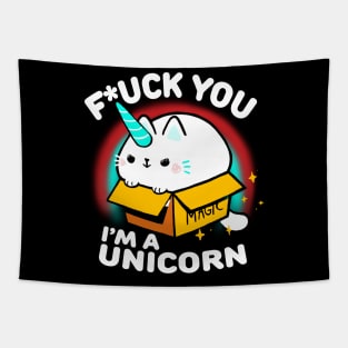 Unicorn cat - Cute Animal in a Box - Cute Sassy Quote Tapestry