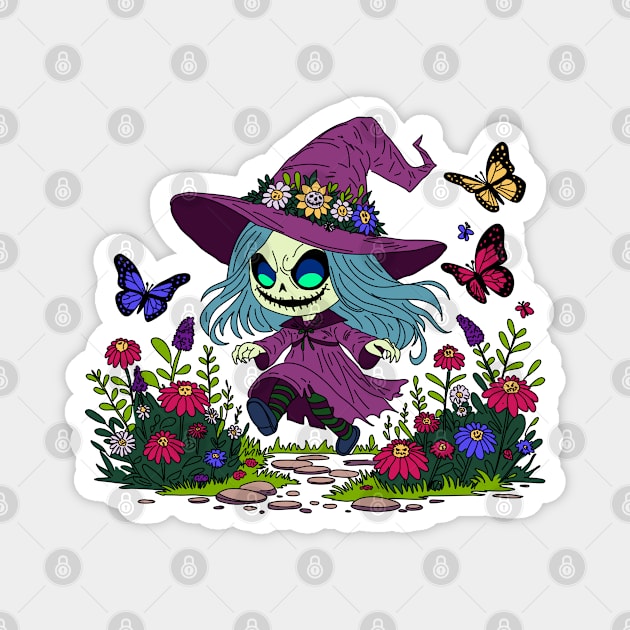 Cute Spring Witch Magnet by H. R. Sinclair