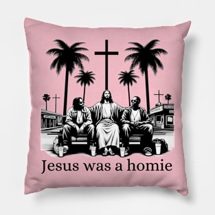 Jesus was a homie minimalist Blackwork Pillow