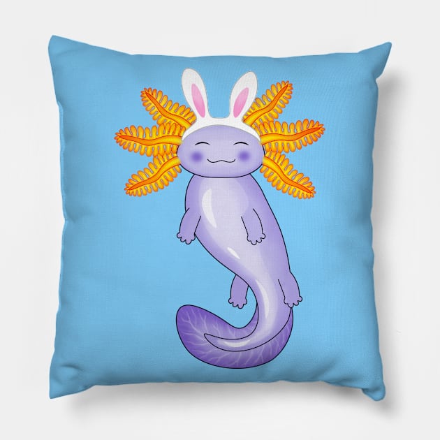 Happy Easter Axolotl Pillow by Purrfect