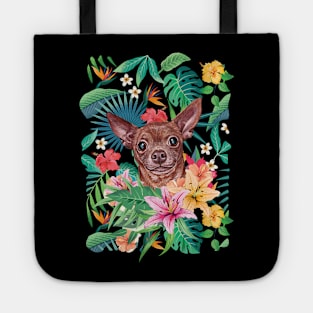 Tropical Short Haired Chocolate Chihuahua Tote