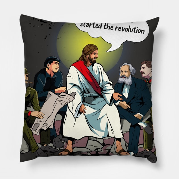 Funny Communist Jesus Revolution Pillow by smak