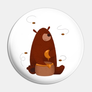 Cute bear eating honey Pin