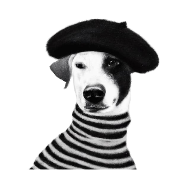 Jack Russel Terrier wearing a beret by Catchy Phase