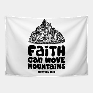 Faith can move mountains. Doodle illustration. Tapestry