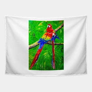 Parrots in a tropical forest Tapestry