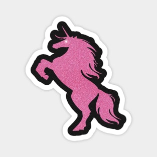 Pink Faux Glitter Magical Rearing Unicorn Magnet