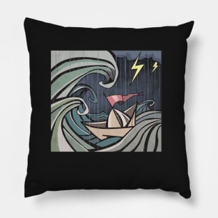 boat caught in the wave Pillow