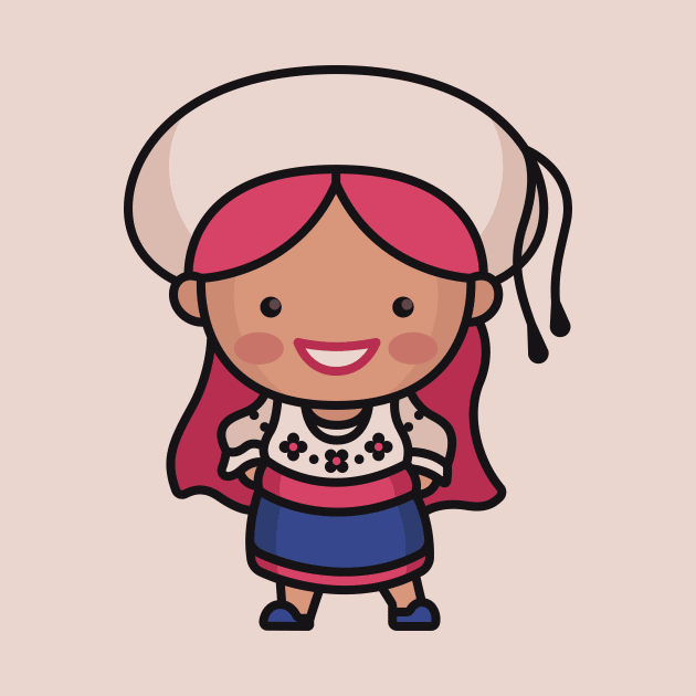 Cute Ecuadorian Girl in Traditional Clothing Cartoon by SLAG_Creative