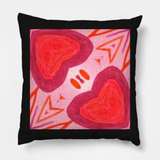 Valentine Red Hearts Patterns Watercolor Pillow