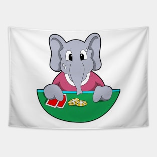 Elephant at Poker with Cards Tapestry