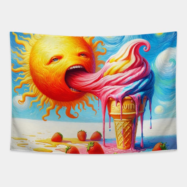 Ice Cream Sun Tapestry by Sideways Tees