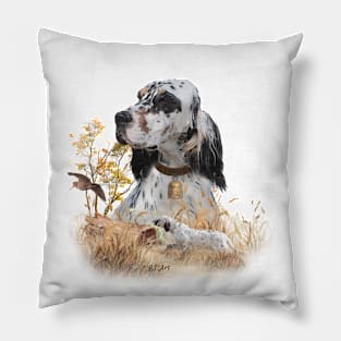 Tri Color English Setter Art, woodcock Hunting Pillow