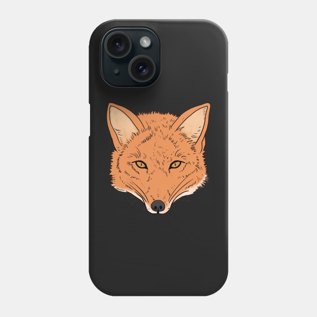 Hand Drawn Fox Head with orange fur and eyes Phone Case by Mesyo