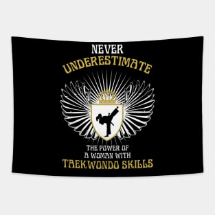 Taekwondo Meme | Never Underestimate A Woman With Taekwondo Skills Tapestry