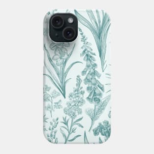 Cottagecore Vintage Garden Green Toile Floral Pattern Phone Case