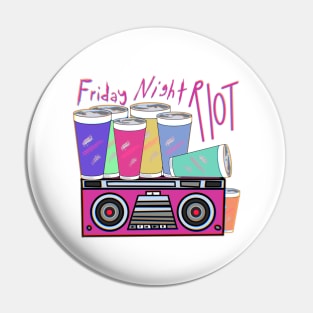 Friday Night Riot - boombox and party cups Pin