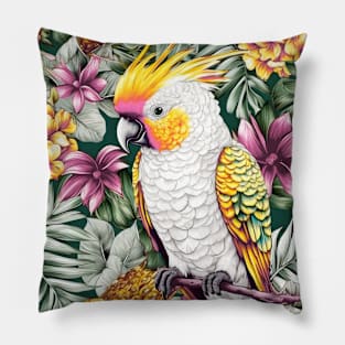 Tropical Flower Bird Pillow