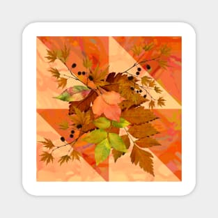 Autumn Leaves on Marbled Shapes Magnet