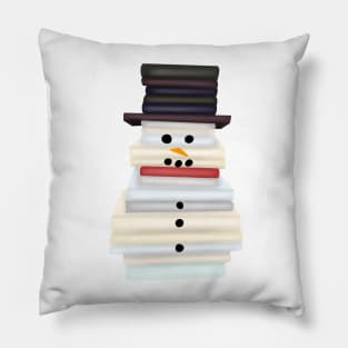 Christmas snowman made of books Pillow