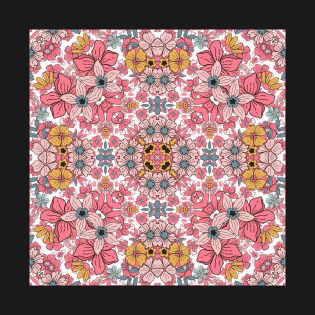 Flower and Hearts valentines and spring Kaleidoscope pattern (Seamless) 9 by Swabcraft