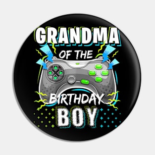 Grandma Of The Birthday Boy Matching Video Game Birthday Pin