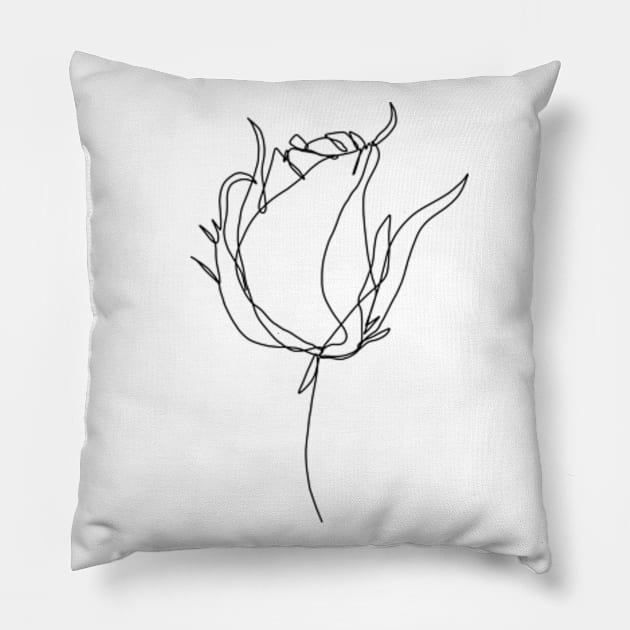 Rose Petal One Line Art Pillow by Doodle Intent