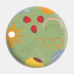 Green abstract floral and fruity pattern Pin