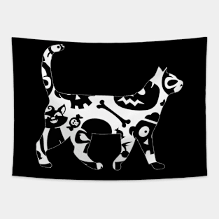 Skull Halloween Cat Design Tapestry