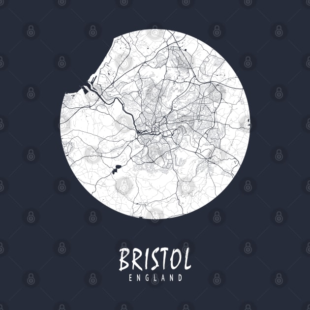 Bristol, England City Map - Full Moon by deMAP Studio