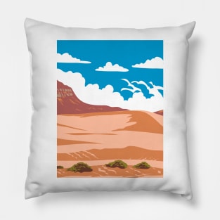 Coral Pink Sand Dunes State Park in Kane County Utah USA WPA Art Poster Pillow