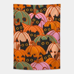 Peek a Boo Cats in the Pumpkins Tapestry