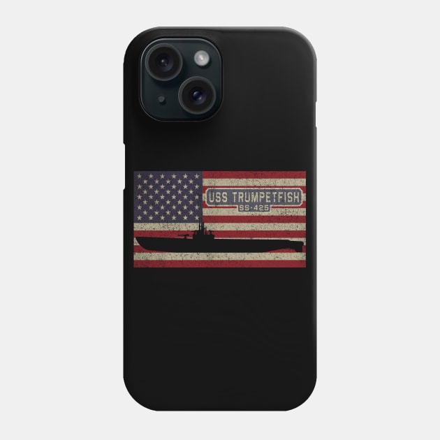 Trumpetfish SS-425 Post WW2 Balao class submarine Vintage USA  American Flag Gift Phone Case by Battlefields