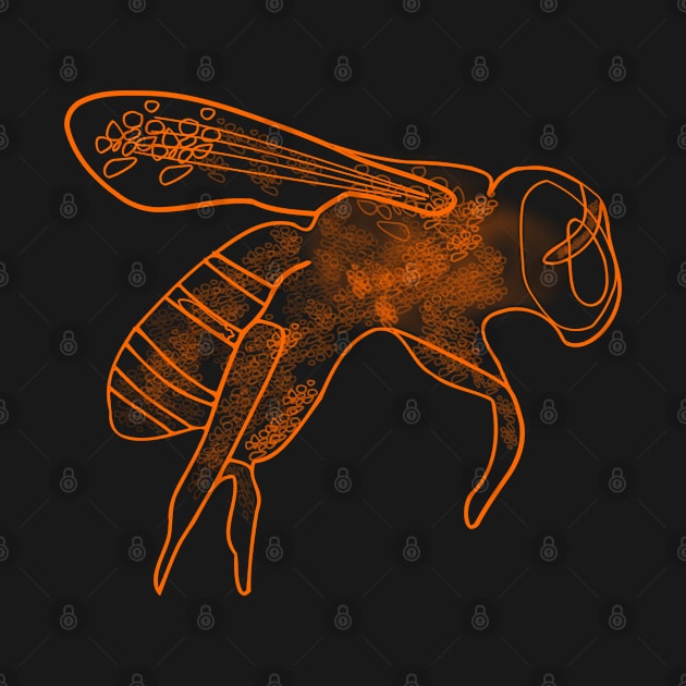 Bee Orange Pollinator Insect Artful Illustration by artfulnotebook