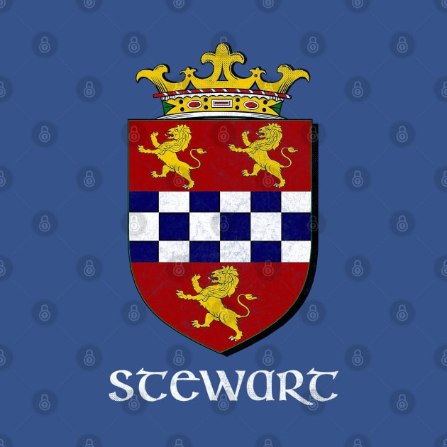 Stewart Name / Faded Style Family Crest Coat Of Arms Design by feck!