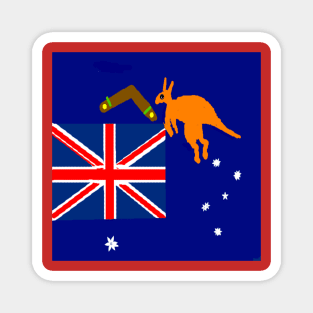 Sporty Australian Design om Red Background Magnet