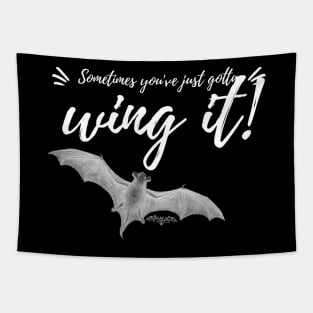 Sometimes You've Just Gotta Wing It - Goth Fashion - bat, wing, halloween, improvise Tapestry