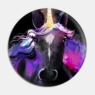 Pretty Black Unicorn Pin