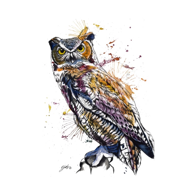 OWL Wild Watercolor colorful by Glaukita